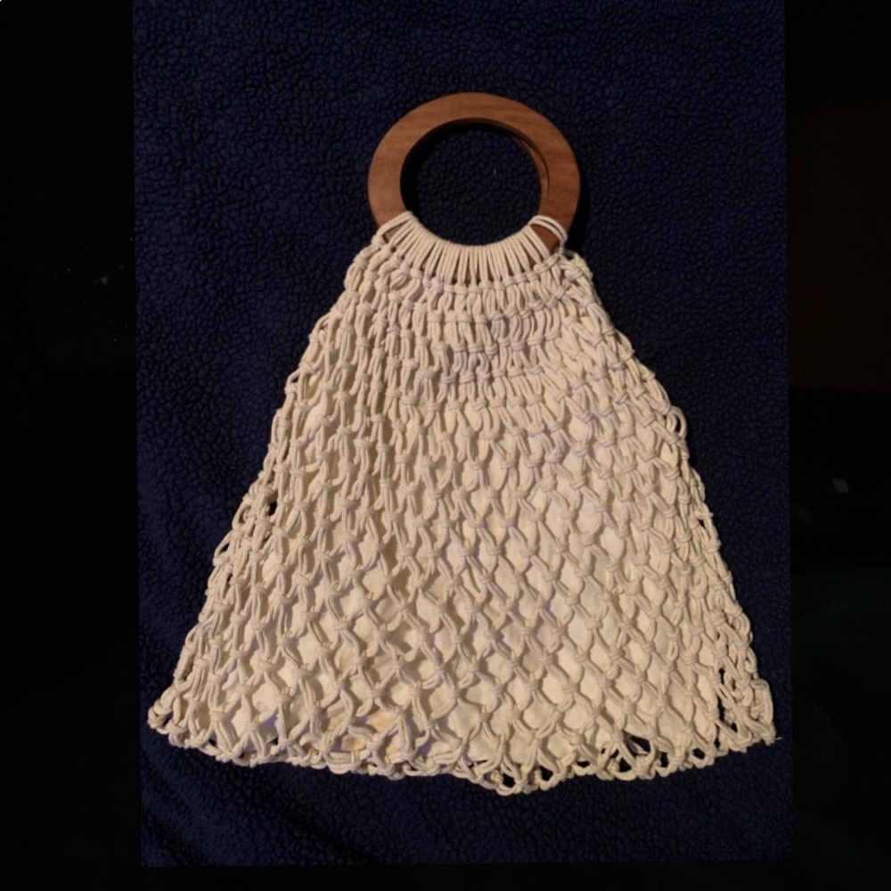 Crochet Wooden Handle Tote